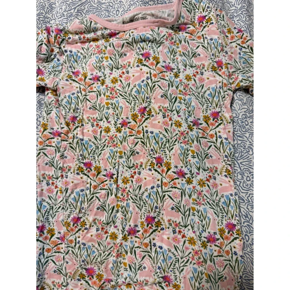 NWOT Magnetic Me Size 6 Pajama Set Pink Rabbit Floral Cottagecore Modal